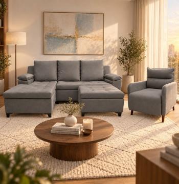 SOFA NEW RAVENA TRES CHAISE PUFF POLTRONA 587