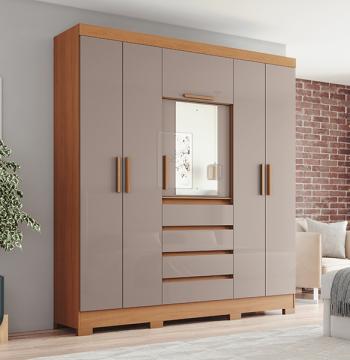 ROPERO 6 PUERTAS 4 CAJONES B393 BRIZ CINAMOMO | AVELLANA