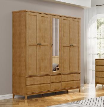 ROPERO 5 PUERTAS 6 CAJONES CON ESPEJO 2804BF FINESTRA FREIJO