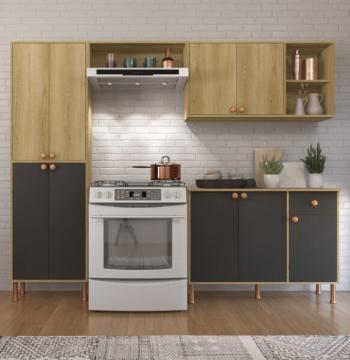 KIT COCINA 9 PUERTAS TURIN 6165.100 INDÉKES CASTAÑO|PLOMO