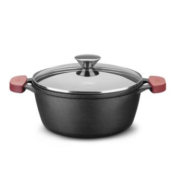 CACEROLA DE HIERRO N°26 CON TAPA DE VIDRIO MTA