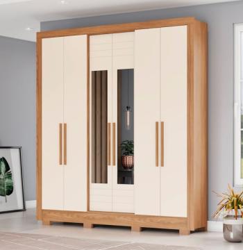 ROPERO 6 PUERTAS CON ESPEJO B366 HENN NATURE | OFF WHITE
