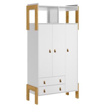 ROPERO 3 PUERTAS 2 CAJONES FANTASIA 4375 QMOVI BLANCO
