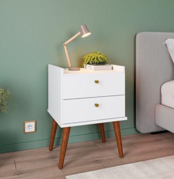 MESA DE LUZ 2 CAJONES AROMA FIORELLO BLANCO