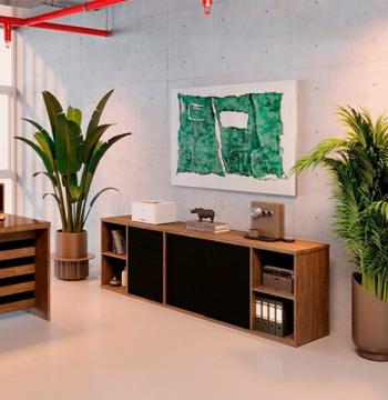 ARMARIO BAJO 205 PREMIUM 29.002.2 2 PUERTAS CORREDIZAS Y 3 CAJONES GIOBEL NOCE | NEGRO