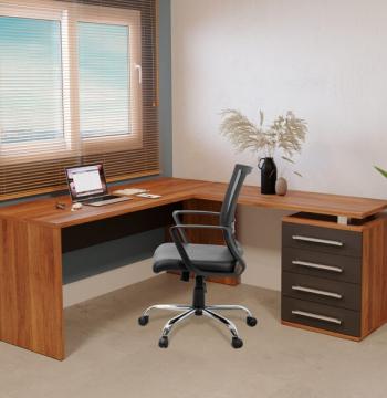 CONJUNTO 137X171 CORPORATIVO 25.400.0 40MM CON 4 CAJONES LADO DERECHO GIOBEL NOCE | NEGRO