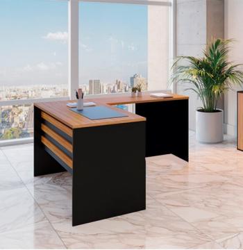CONJUNTO DE MESA 137X161 START PERFECT 50.5 22MM LADO DERECHO GIOBEL NOGAL | NEGRO
