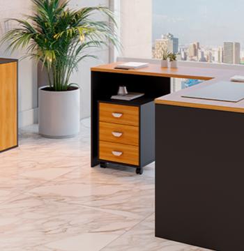 CAJONERA VOLANTE START PERFECT 38044 CON RUEDITAS Y 3 CAJONES GIOBEL NOCE | NEGRO