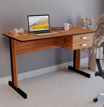MESA DE ESCRITORIO 120 ECONOMICA PERFECT 50.24 CON DOS CAJONES GIOBEL NOGAL | NEGRO