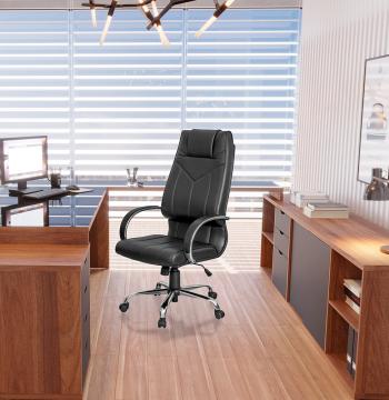 SILLA PRESIDENTE CROMADA LUNA 5.213 GIOBEL NEGRO