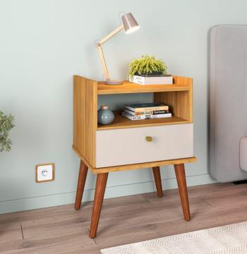 MESA DE LUZ 1 CAJON AROMA FIORELLO FREIJO | OFF WHITE