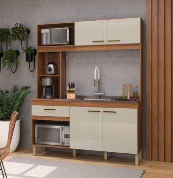 KIT COCINA 1600 4 PUERTAS 1 CAJÓN ENNE INDEKES FREIJO|OFF WHITE