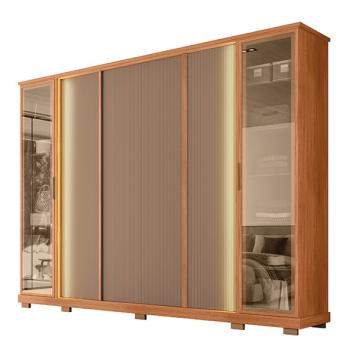 ROPERO 6 PUERTAS CON ESPEJO TELA 2.7 CAEMMUN FREIJO|SUEDE MR
