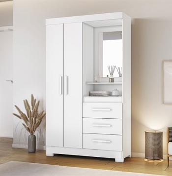 ROPERO 2 PUERTAS 3 CAJONES CON ESPEJO NT6020 NOTAVEL BLANCO NEW | ROSA FLEX