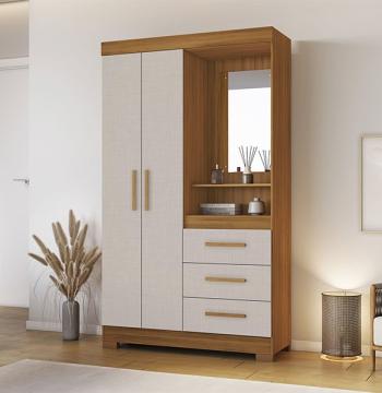 ROPERO 2 PUERTAS 3 CAJONES CON ESPEJO NT6020 NOTAVEL FREIJO TREND | OFF WHITE