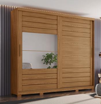 ROPERO 2 PUERTAS DESLIZANTES CON 2 ESPEJOS CAYMAN HENN NATURE