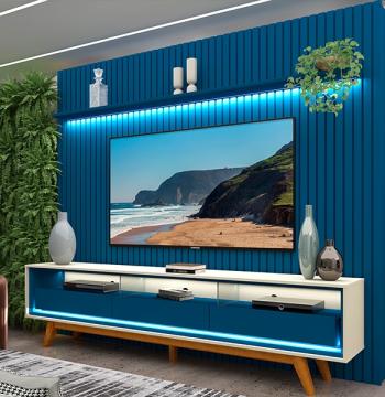 PANEL CON LEDS CON PATAS NOBRE 230 + RACK CON LEDS CON PATAS REQUINTE 212 GELIUS AZUL ROYA
