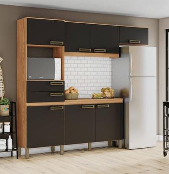 KIT COCINA 2250 7 PUERTAS 2 CAJONES B107 BRIZ NATURE | NEGRO