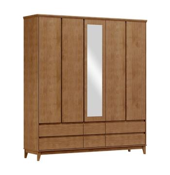 ROPERO 5 PUERTAS 6 CAJONES CON ESPEJO PRATA 2814FN FINESTRA FREIJO