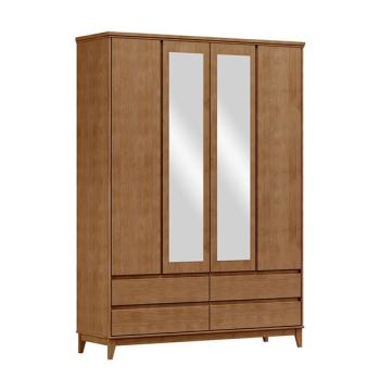 ROPERO 4 PUERTAS 4 CAJONES CON ESPEJO PRATA 2813FN FINESTRA FREIJO