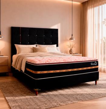 SOMIER RECREARE S PILLOW TOP 140 BA+CO+CA ABBA NEGRO BORDO