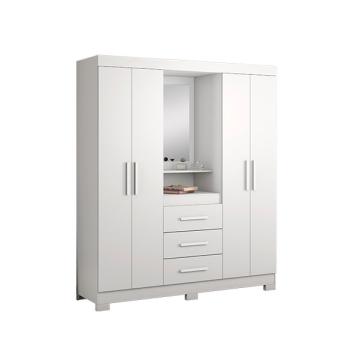 ROPERO 4 PUERTAS 3 CAJONES CON ESPEJO CAPELINHA NT5015 NOTAVEL BLANCO