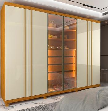 ROPERO 6 PUERTAS 2 PUERTAS REFLECTA LED Y PATAS ABSOLUT NEW GELIUS NATURE|OFF WHITE