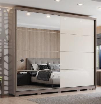 ROPERO 2 PUERTAS CORREDIZAS CON ESPEJO D350 HENN AVELA | OFF WHITEROPERO 2 PUERTAS CORREDI