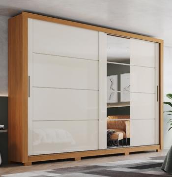 ROPERO 2 PUERTAS CORREDIZAS CON ESPEJO PALACE DE299 HENN CINAMOMO|OFF WHITE