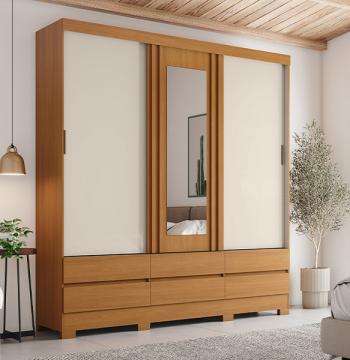 ROPERO 3 PUERTAS CON ESPEJO FLEX BE427 HENN CINAMOMO|OFF WHITE|AVELA