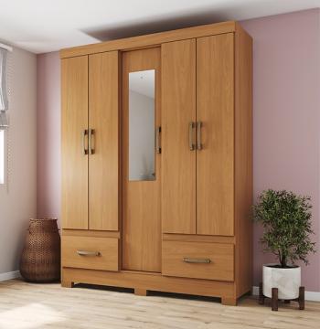 ROPERO 5 PUERTAS 2 CAJONES CON ESPEJO B60 BRIZ CINAMOMO