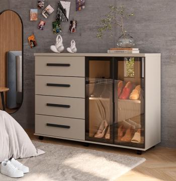 COMODA ZAPATERA 4 CAJONES 2 PUERTAS LADY REFLECTA J&A DUNA