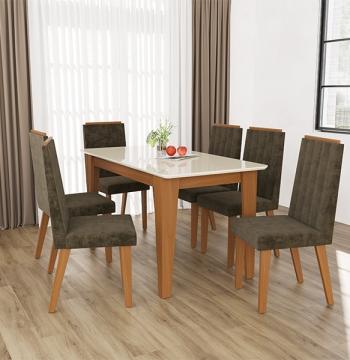 CONJUNTO COMEDOR 1600 6 SILLAS SUECIA INDEKES FREIJO | OFF WHITE | CAPUCHINO