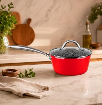 OLLA CON TAPA 1.9 LITROS STONE-FLON GRANITO MTA