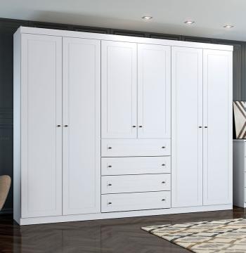 ROPERO 6 PUERTAS 4 CAJONES AMERICANO D205 HENN BLANCO HP