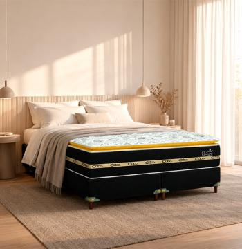 SOMIER RECREARE S PILLOW TOP 180 BA+CO ABBA NEGRO|AMARILLO
