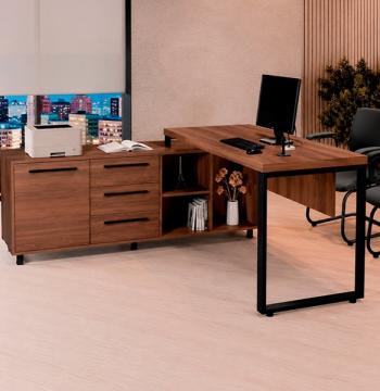 CONJUNTO 160X061 MESA SUPREMA 13.007.0 LADO IZQUIERDO GIOBEL NOCE|NEGRO