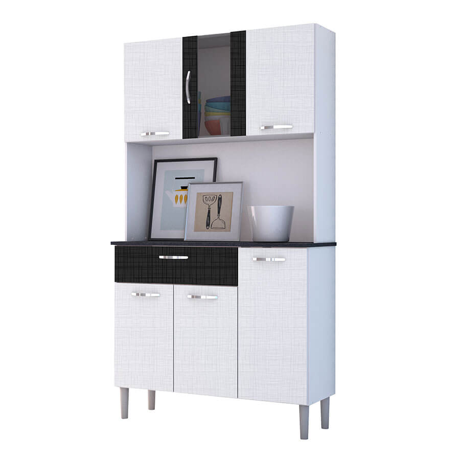 KIT COCINA PAN 6 PUERTAS KITS PARANA BLANCO TEX|NEGRO TEX