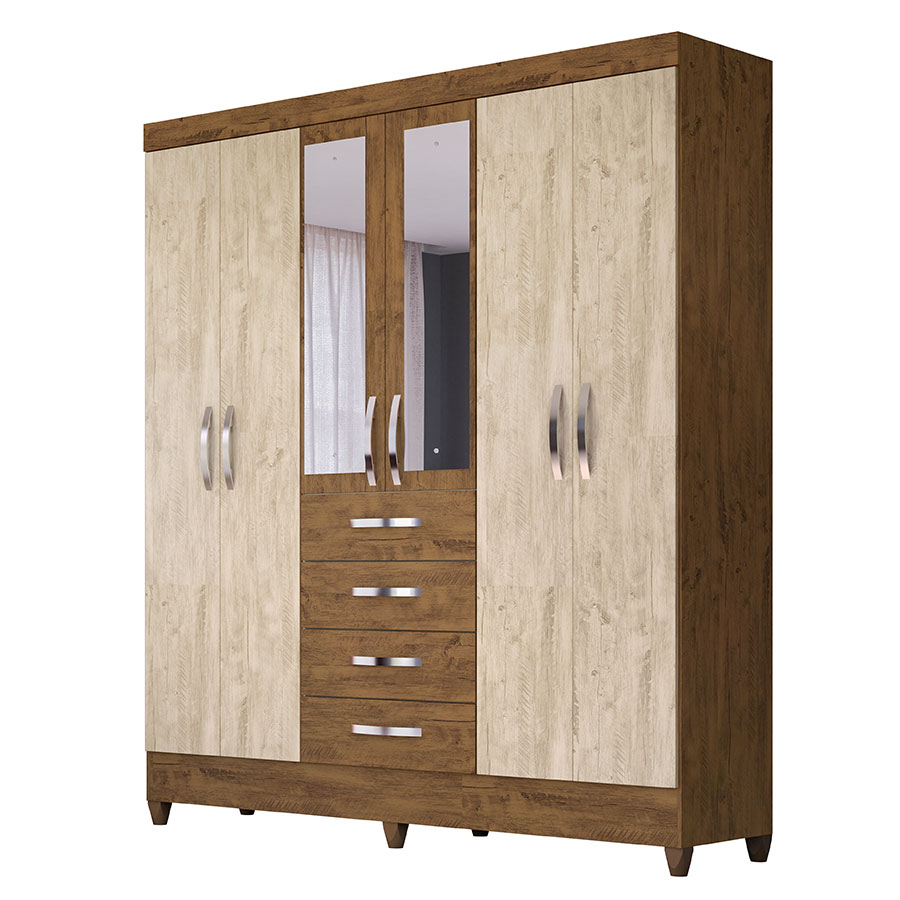 ROPERO NEW AVAI 6 PUERTAS CON ESPEJO MOVAL CASTAÑO|WOOD AVELLANA