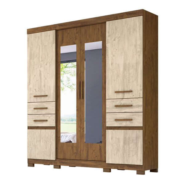 ROPERO 6 PUERTAS ARACAJU MOVAL CASTAÑO WOOD|AVELLANA WOOD