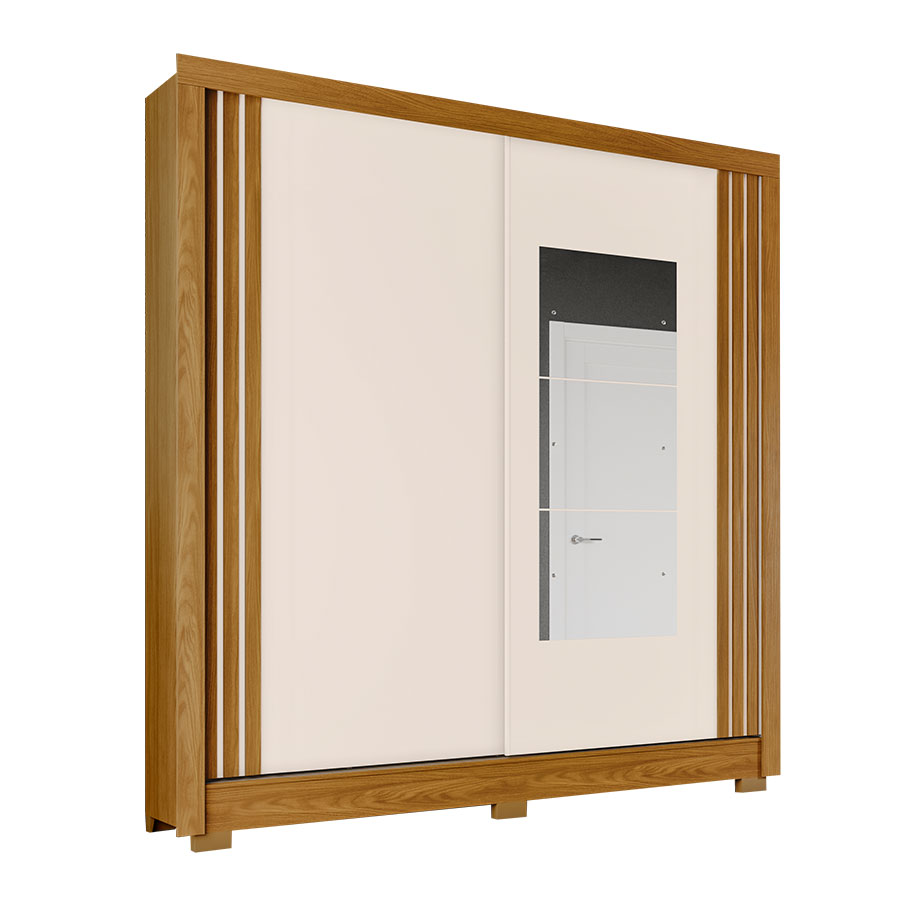 ROPERO 2 PUERTAS CORREDIZAS CON ESPEJO B93 HENN NATURE | OFF WHITE