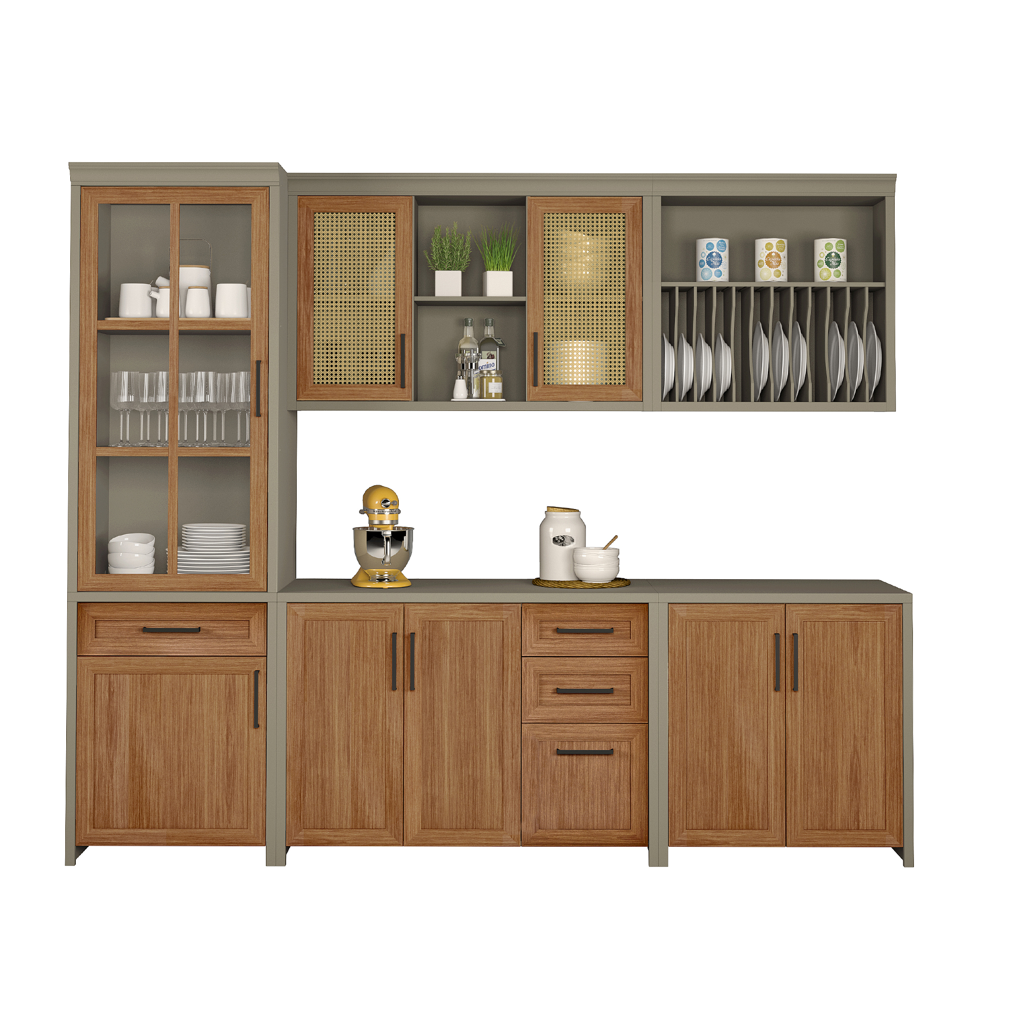 CONJUNTO COCINA CAMPONESA 5 MODULOS NESHER FENDI|FREIJO