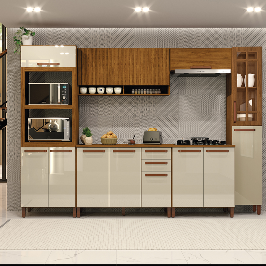 CONJUNTO COCINA MONZA 6 MÓDULOS INDEKÉS FREIJO | OFF WHITE