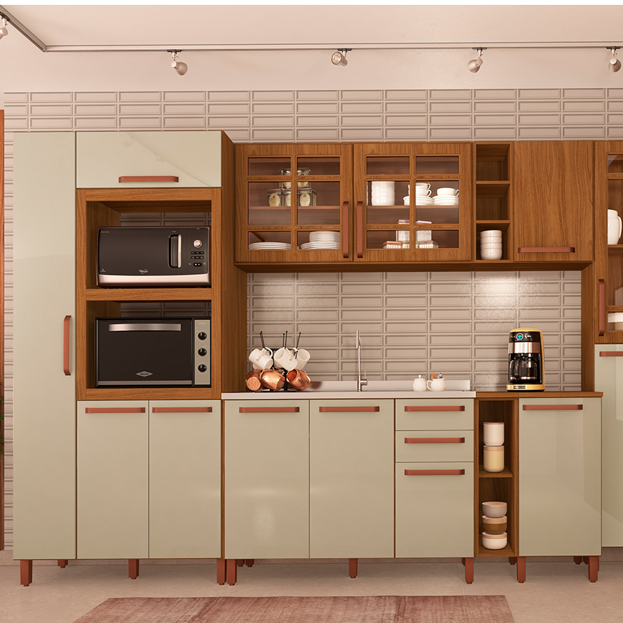 CONJUNTO COCINA MONZA 8 MÓDULOS INDEKÉS FREIJO | OFF WHITE