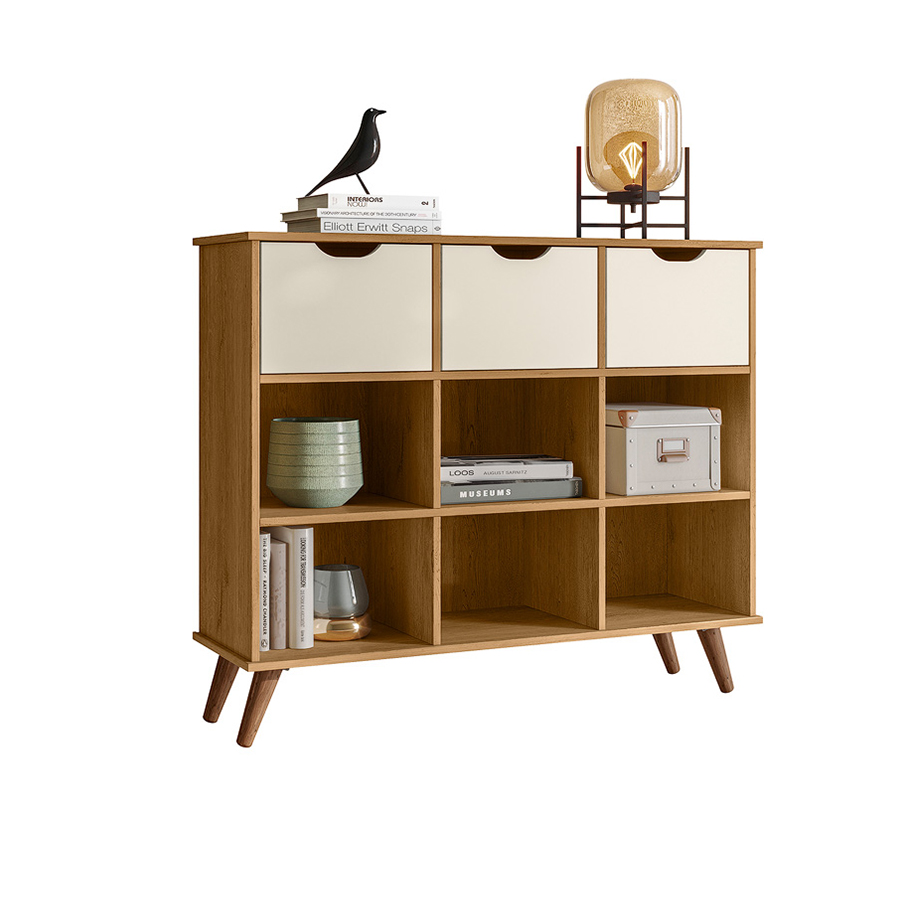 NICHO ORGANIZADOR 1478 RETRO + KIT 3 CAJONES 1479 QMOVI FREIJO | OFF WHITE