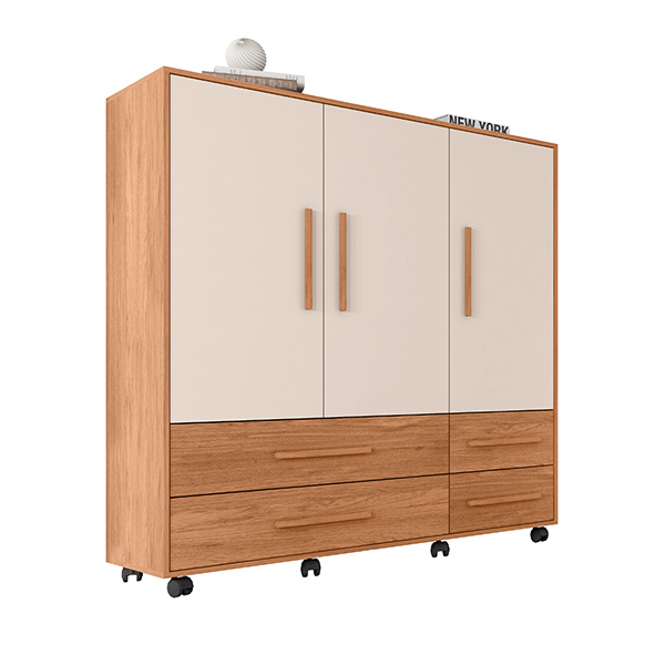 COMODA 3 PUERTAS 4 CAJONES GAUDI 1.36 CAEMMUN FREIJO|OFF WHITE