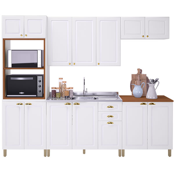 KIT COCINA 3500 18 PUERTAS 2 CAJONES FIRENZE INDEKES BLANCO