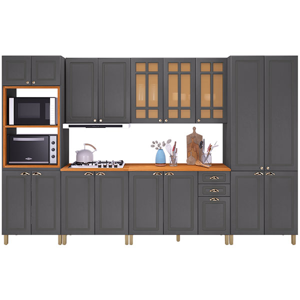 KIT COCINA 3500 18 PUERTAS 2 CAJONES FIRENZE INDEKES PLOMO