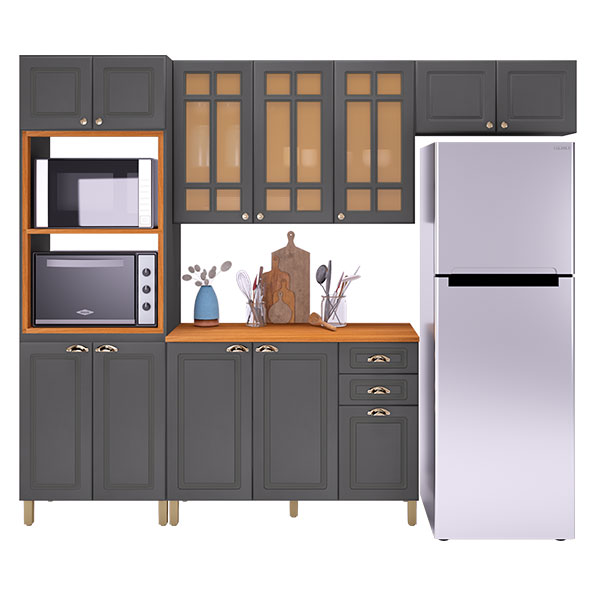KIT COCINA 12 PUERTAS 2 CAJONES FIRENZE INDEKES PLOMO