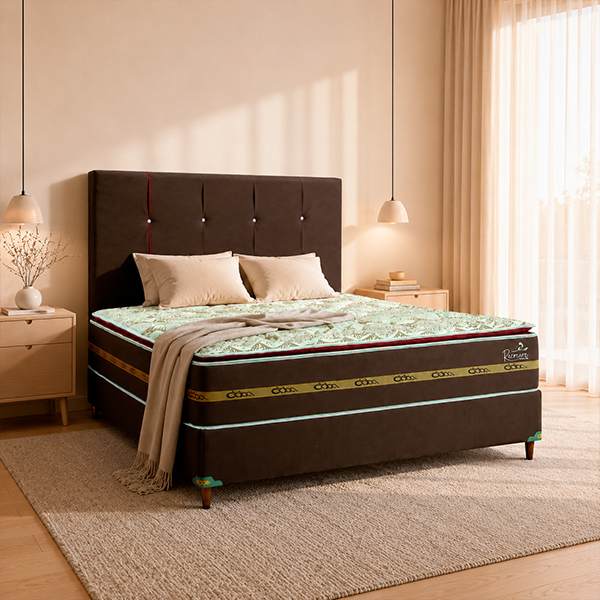 SOMIER RECREARE S PILLOW TOP 140 BA+CO+CA ABBA MARRON